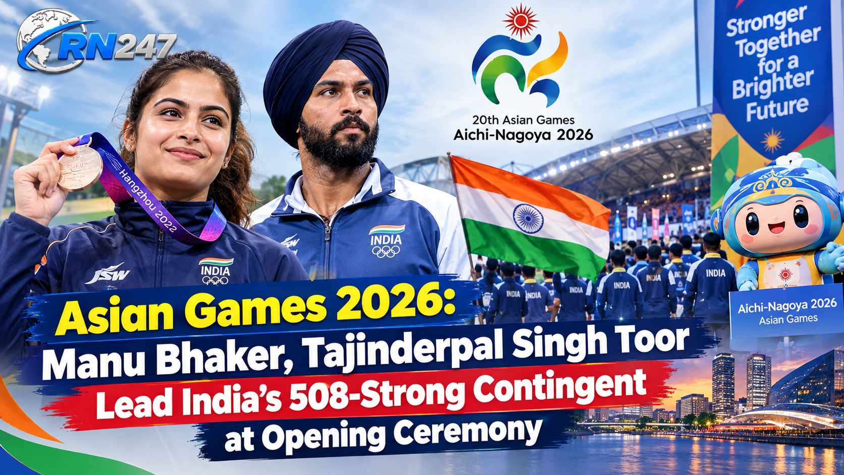 Asian Games 2026: Manu Bhaker, Tajinderpal Singh Toor Lead India’s 508-Strong Contingent at Opening Ceremony